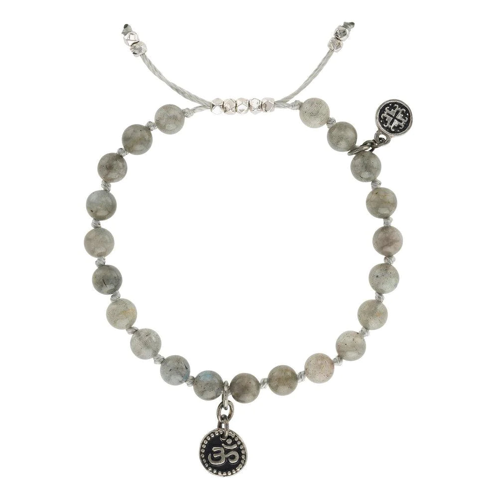 Bracelets and bangles featuring agate for stone stripes -Labradorite Adjustable Bracelet by Mala + Mantra