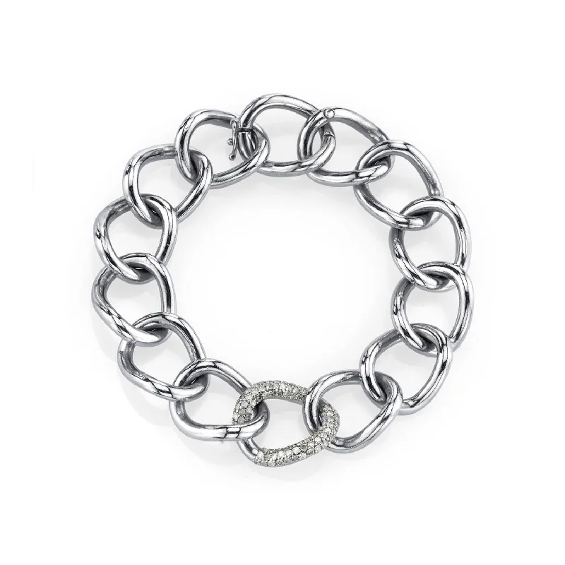 Clear bracelets and bangles with quartz stone elegance -London Link Chain Bracelet With One Diamond Link