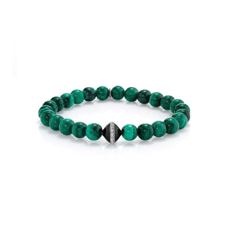 Chunky bracelets and bangles for big wrist impact -Mr. LOWE Men's Malachite Bracelet with Diamond Enamel Bead