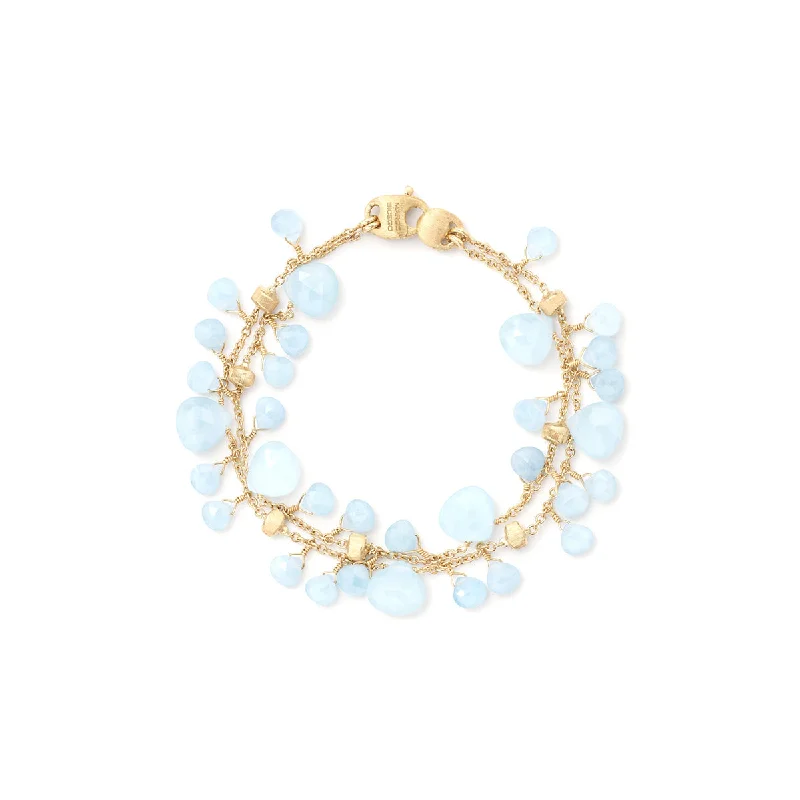 Knotted bracelets and bangles with twisted stone flair -Marco Bicego Paradise Double Strand Aquamarine Bracelet