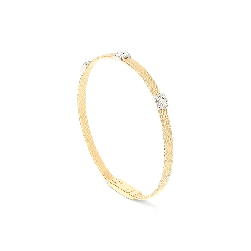 Thick bracelets and bangles for loud wrist style -Marco Bicego Masai Stackable Bracelet With Three Diamond Stations