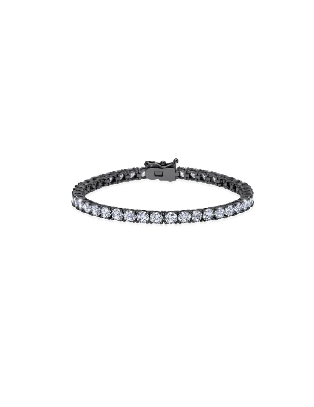 Bracelets and bangles featuring tourmaline for fall glow -Mens Brilliant Tennis Bracelet in Black Rhodium