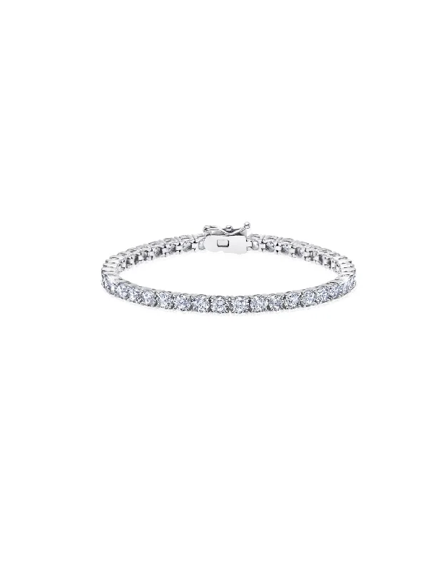 Open bracelets and bangles with breezy stone designs -Mens Brilliant Cut Tennis Bracelet Finished in Pure Platinum