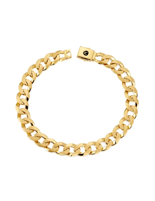 Airy bracelets and bangles for all-day wrist ease -Mens Curb Chain Bracelet Finished in 18kt Yellow Gold