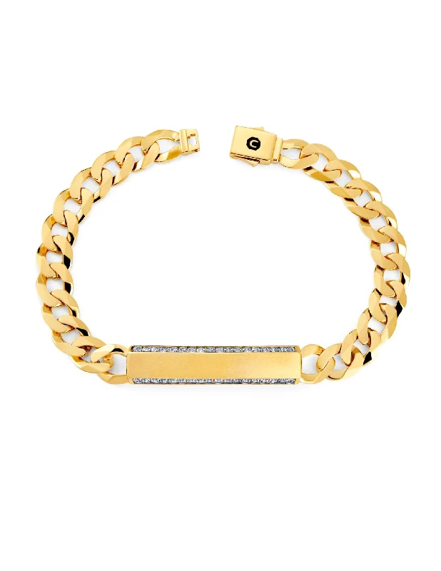 Sharp bracelets and bangles for modern wrist elegance -Men's Curb Chain ID Bracelet in Gold