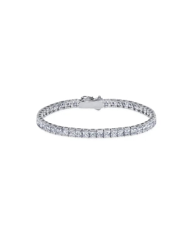 Bracelets and bangles perfect for love with gems -Mens Square Cut Tennis Bracelet Finished in Pure Platinum