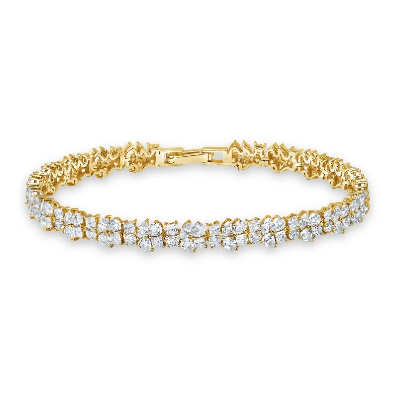 Beaded bracelets and bangles with tight stone beads -Multi Cluster Bracelet Finished in Yellow Gold