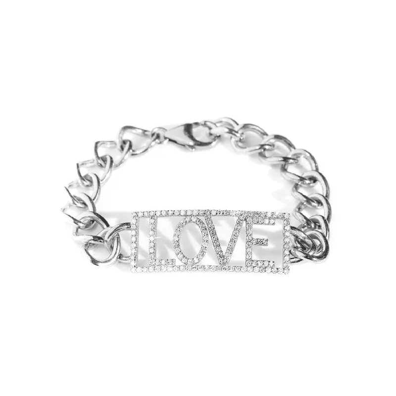 Two-tone bracelets and bangles for metal mixing -Open Your Heart LOVE ID Bracelet