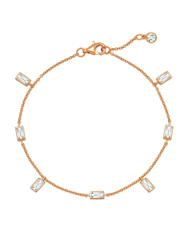 Bracelets and bangles perfect for love with gems -Prism Baguette Bracelet Finished in 18kt Rose Gold