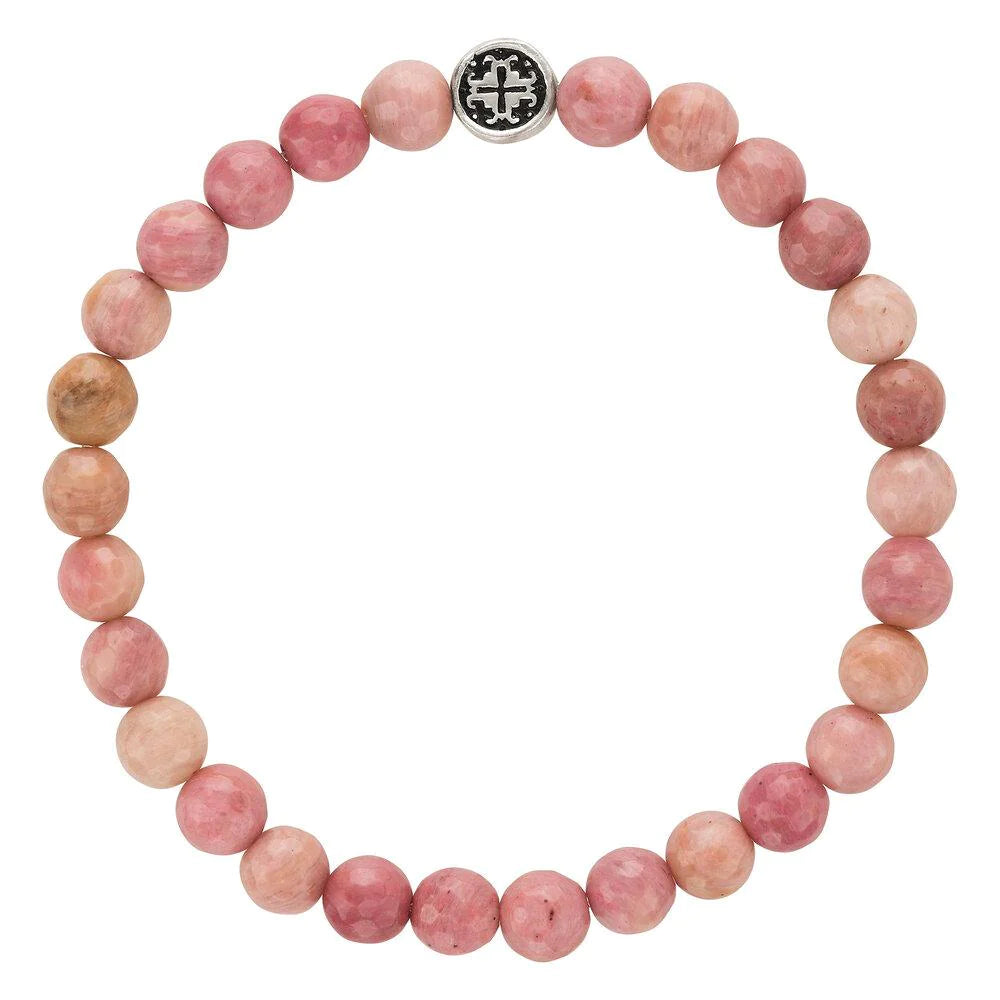 Bracelets and bangles inspired by vintage stone glam -Rhodonite Bracelet by Mala + Mantra