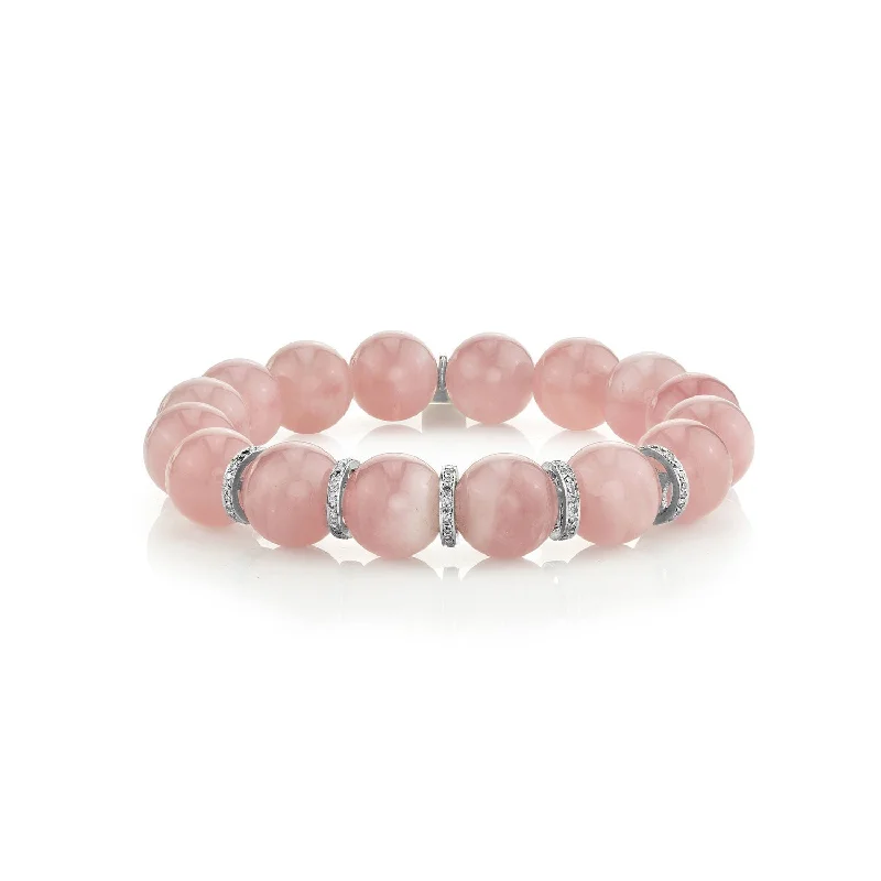 Rich bracelets and bangles with vermeil gold shine -Rosy Outlook Rose Quartz and Diamond Bracelet