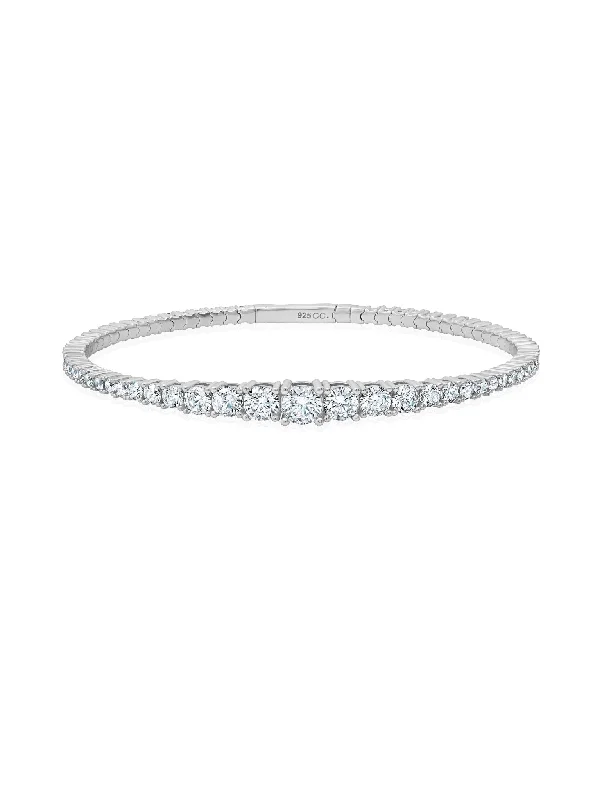 Bracelets and bangles perfect for youth with gems -Graduated Flex Bracelet in Platinum