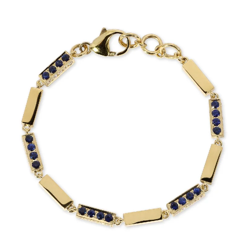 Beaded bracelets and bangles with tight stone beads -Single Stone Diamond & Sapphire Giana Bracelet