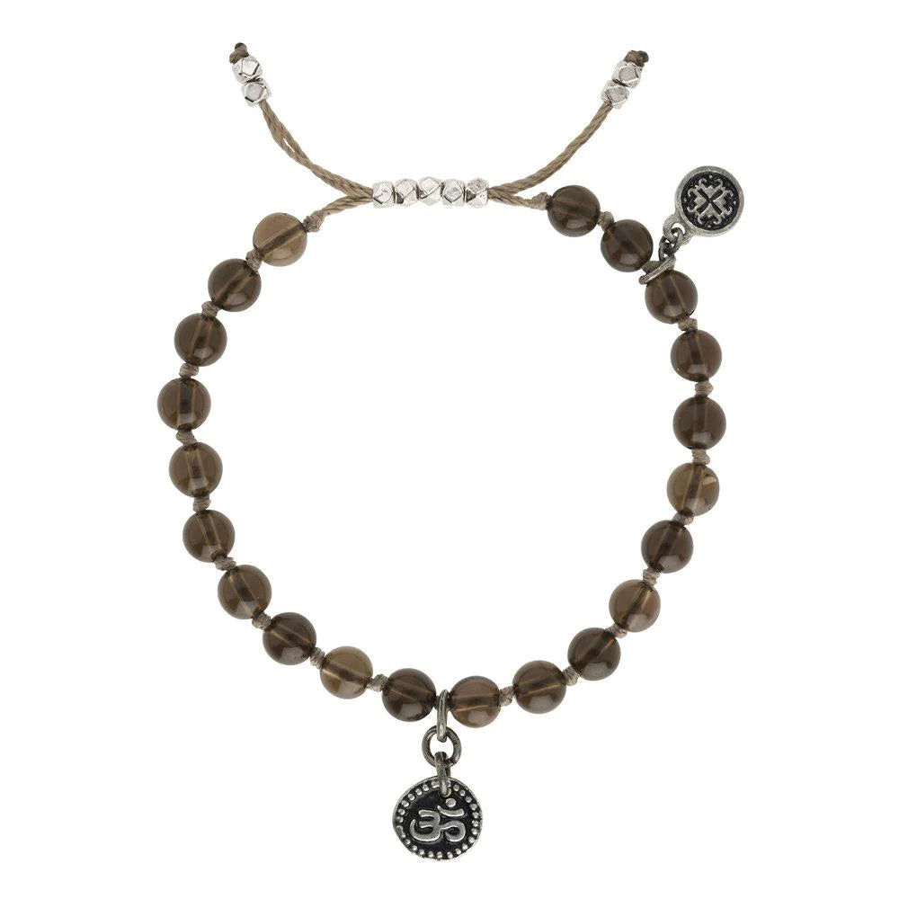 Mixed bracelets and bangles with vibrant stone play -Smoky Quartz Adjustable Bracelet by Mala + Mantra