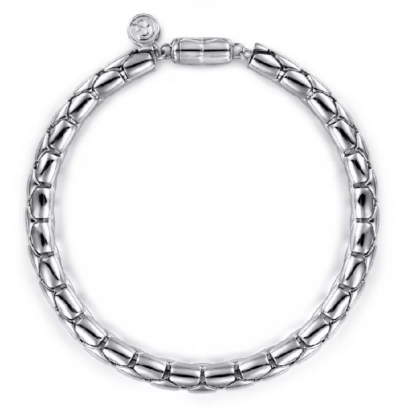 Glam bracelets and bangles featuring sparkling gemstone rows -SS GTS 8" TUBULAR CHAIN BRACELET(CLASSIC COLLECTION)