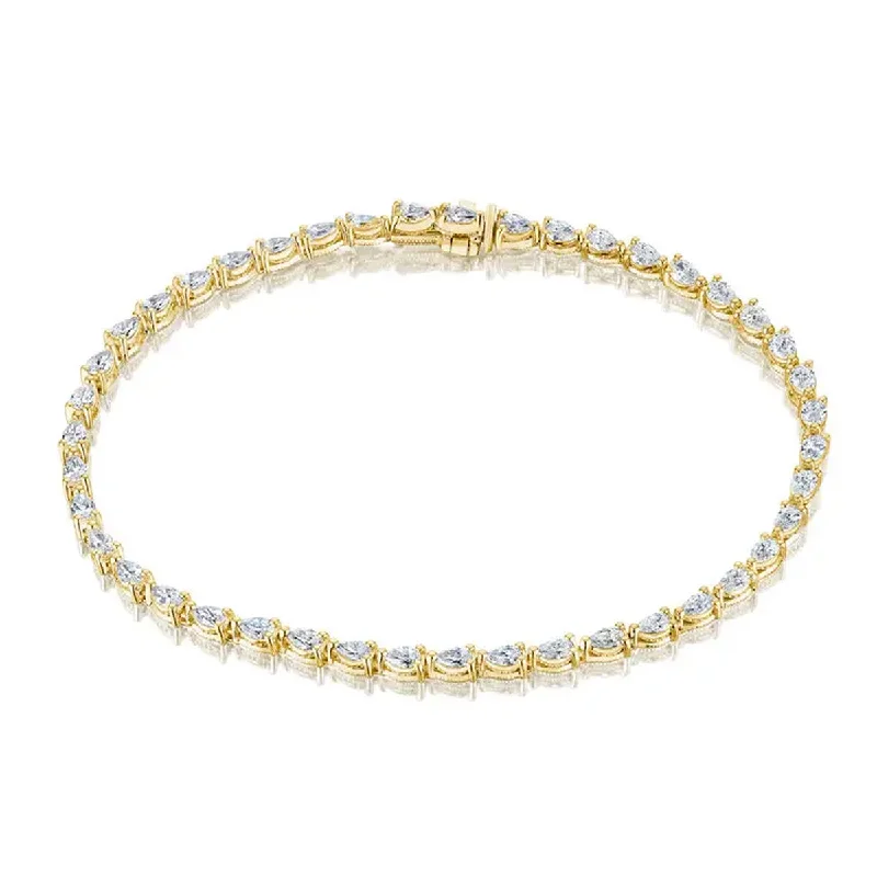 Bracelets and bangles with thin links for ease -Tacori Pear Diamond Tennis Bracelet