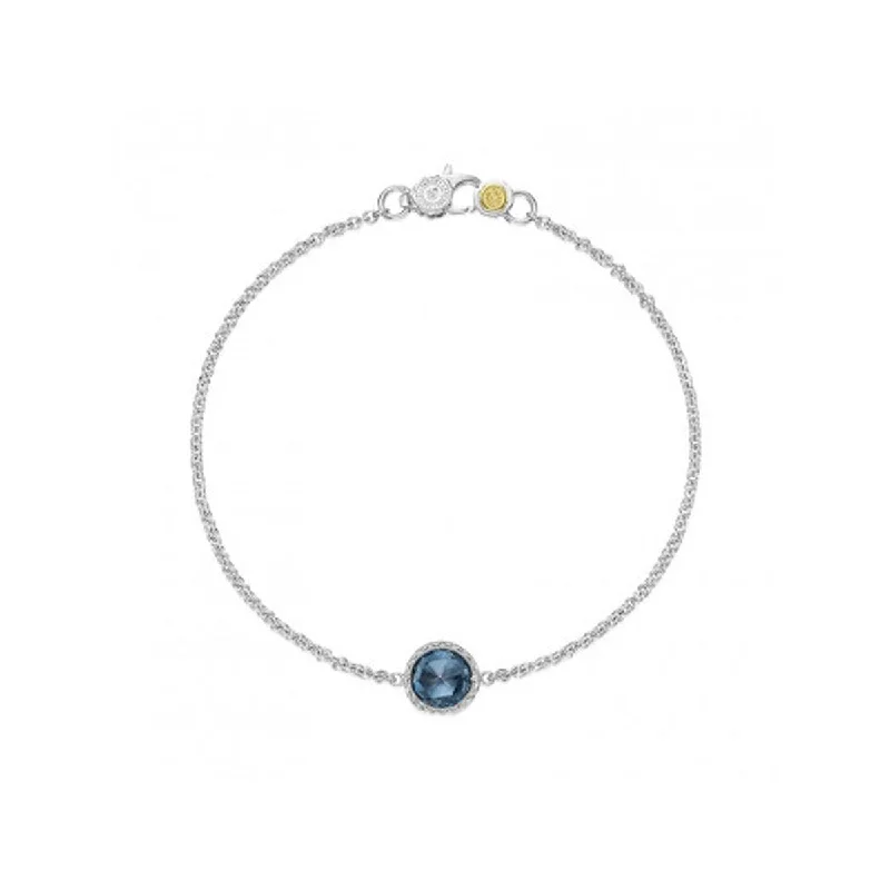 Bracelets and bangles featuring lapis for bold blue -Tacori Crescent Embrace London Blue Topaz Bracelet