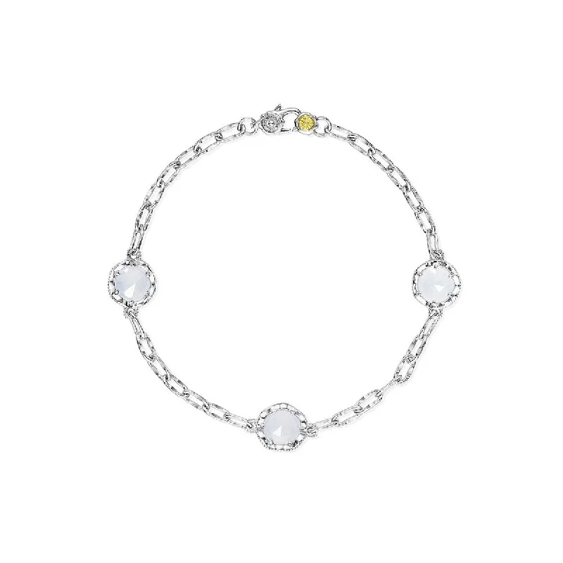 Airy bracelets and bangles for all-day wrist ease -Tacori Rock Three Station Silver Chalcedony Bracelet