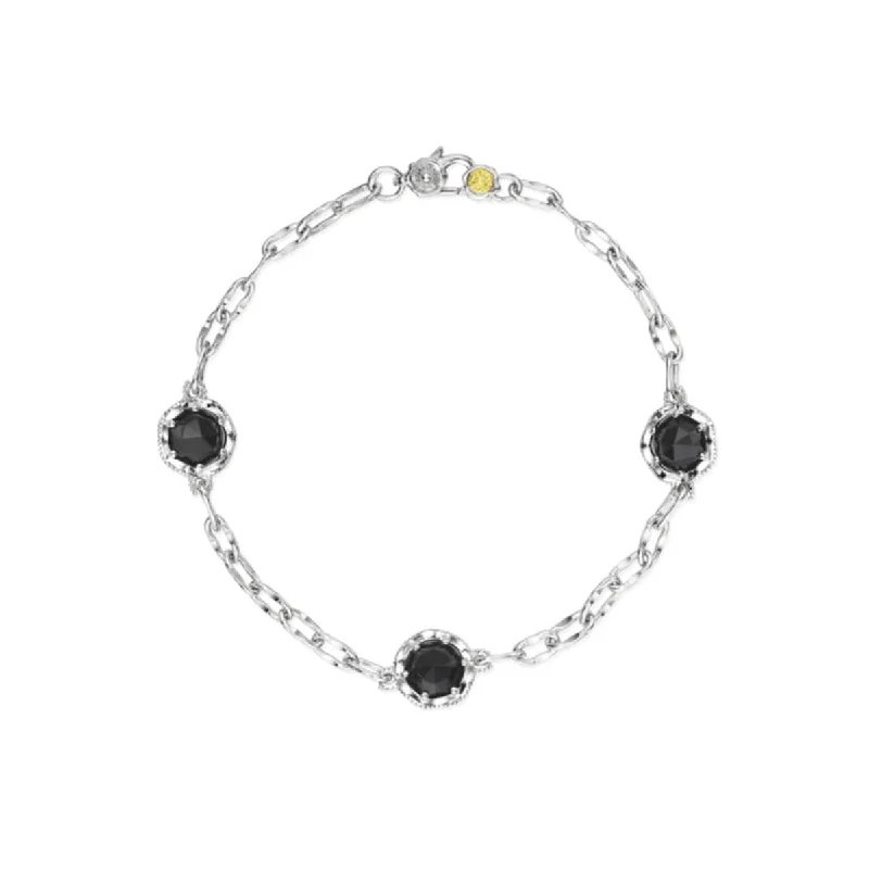 Bracelets and bangles featuring pearls for timeless grace -Tacori Crescent Crown Three Station Black Onyx Bracelet