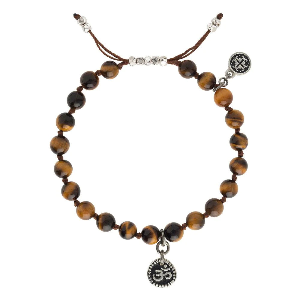 Bracelets and bangles featuring topaz for blue glow -Tiger's Eye Adjustable Bracelet by Mala + Mantra