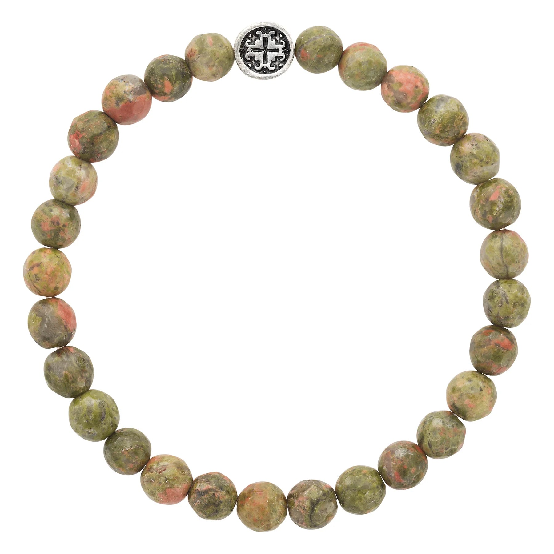 Etched bracelets and bangles with stone detail flair -Unakite Faceted Bracelet by Mala + Mantra