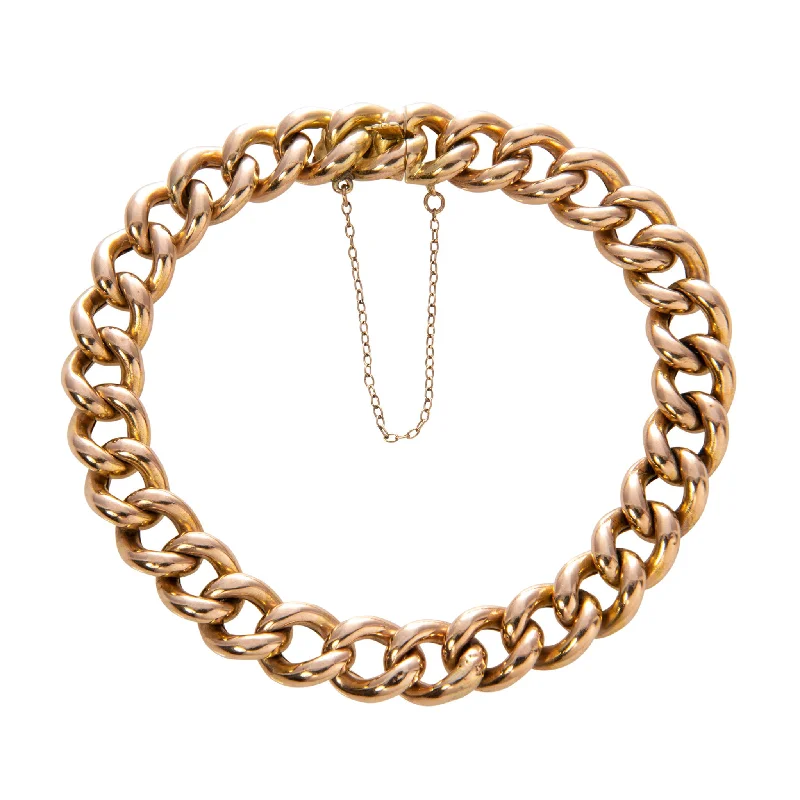 Gem-packed bracelets and bangles for colorful dazzle -Victorian 15K Gold Curb Link Bracelet