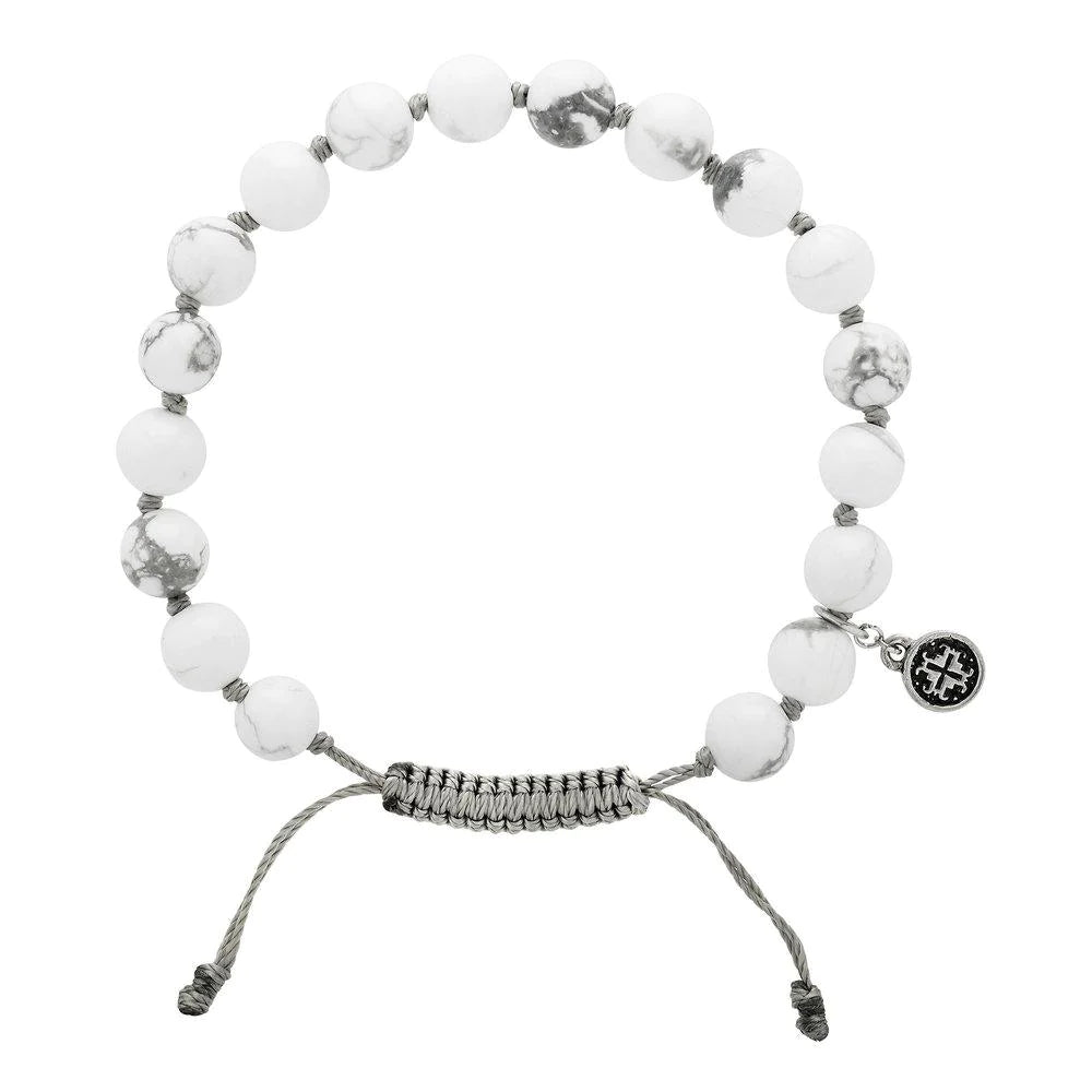 Rich bracelets and bangles with vermeil gold shine -White Howlite Men's Bracelet by Mala + Mantra