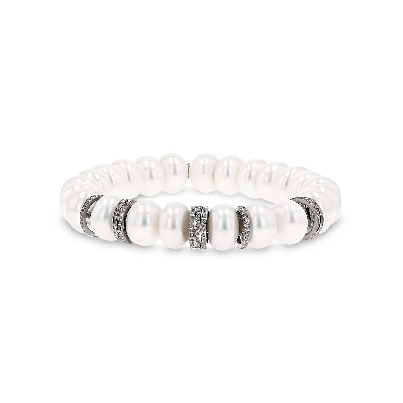 Bracelets and bangles perfect for trips with toughness -White Pearl and Diamond Rondelle Bracelet